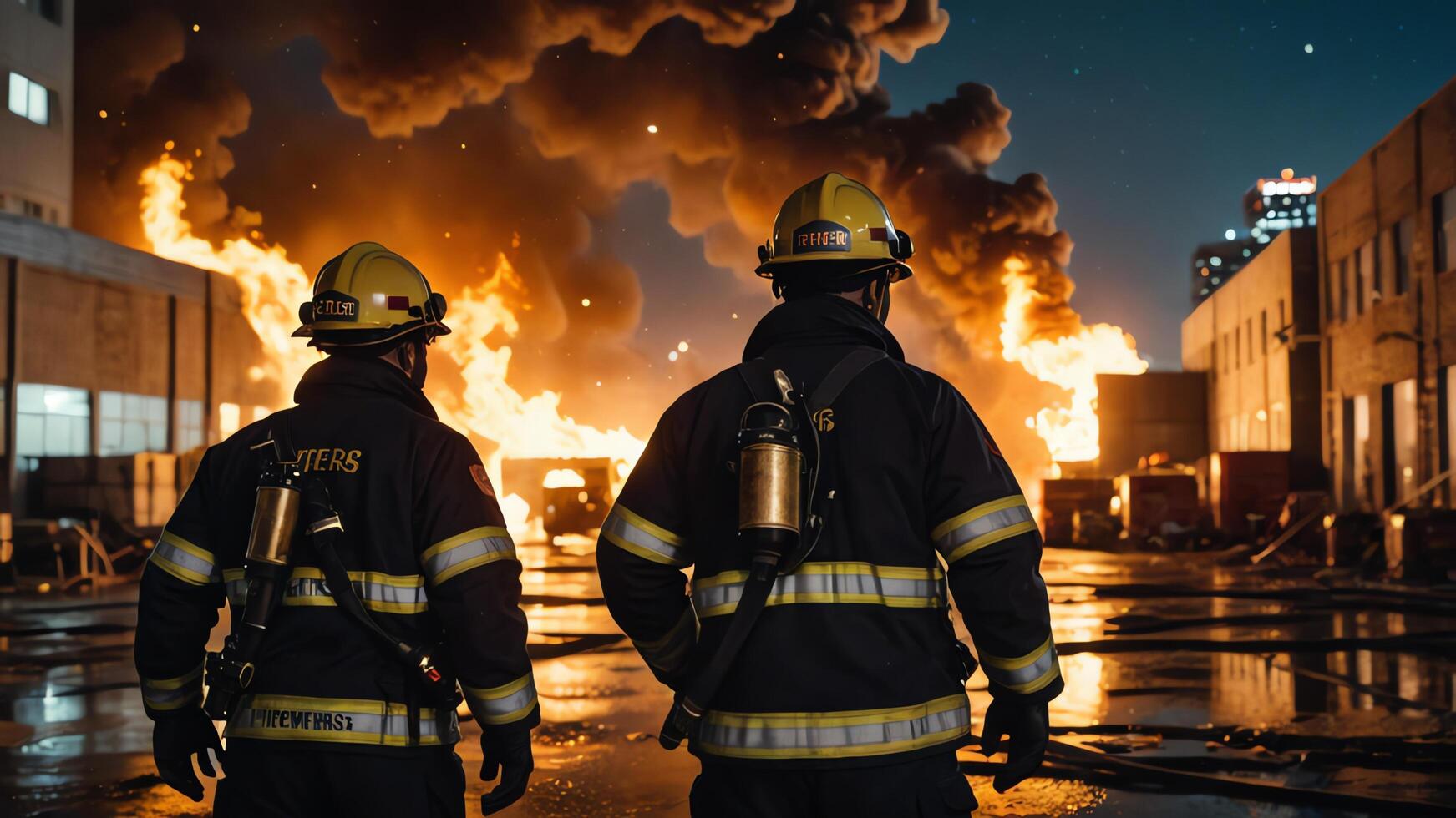 firefighting activities, the atmosphere of firefighters putting out fires photo
