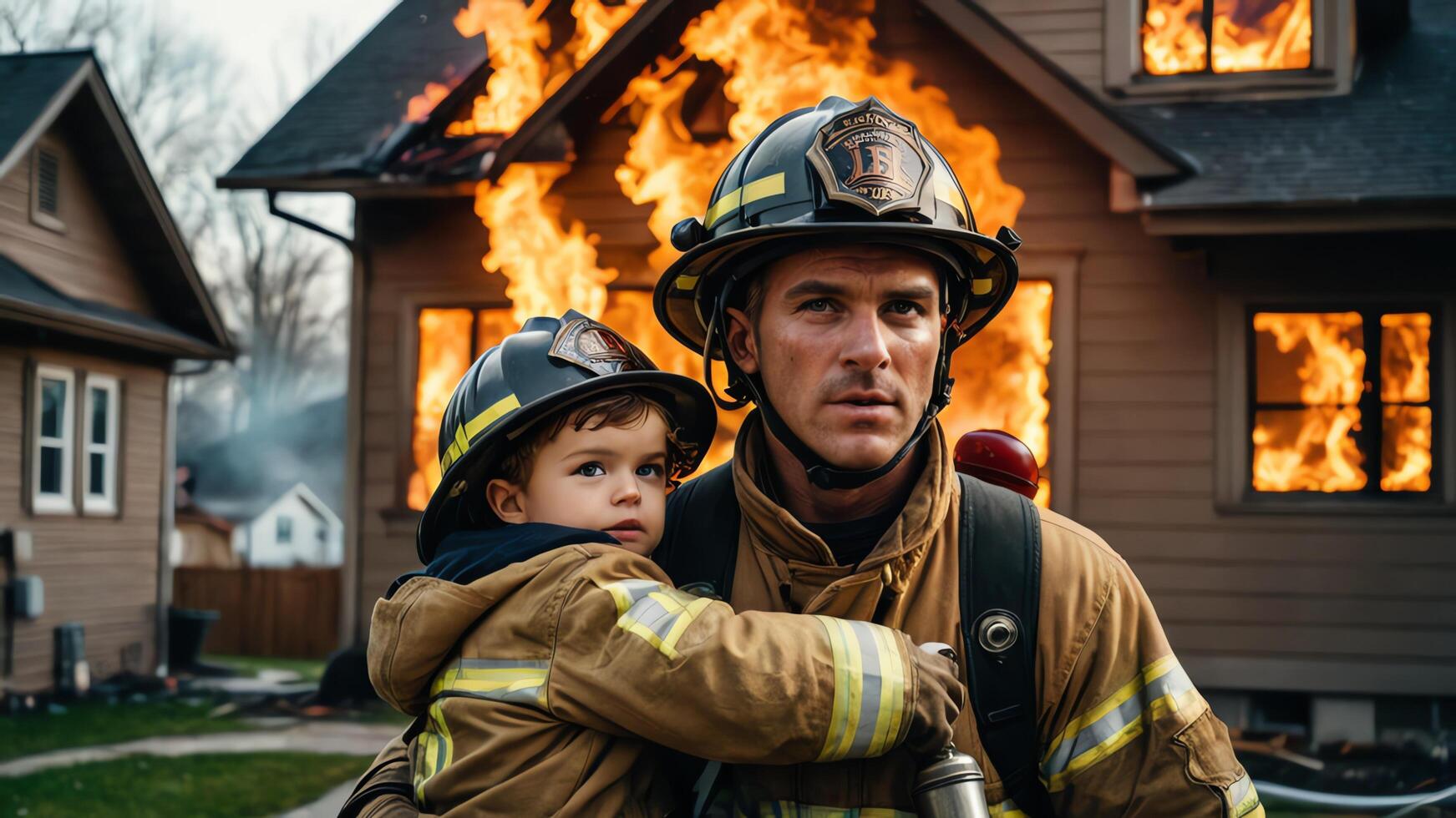 firefighting activities, the atmosphere of firefighters putting out fires photo