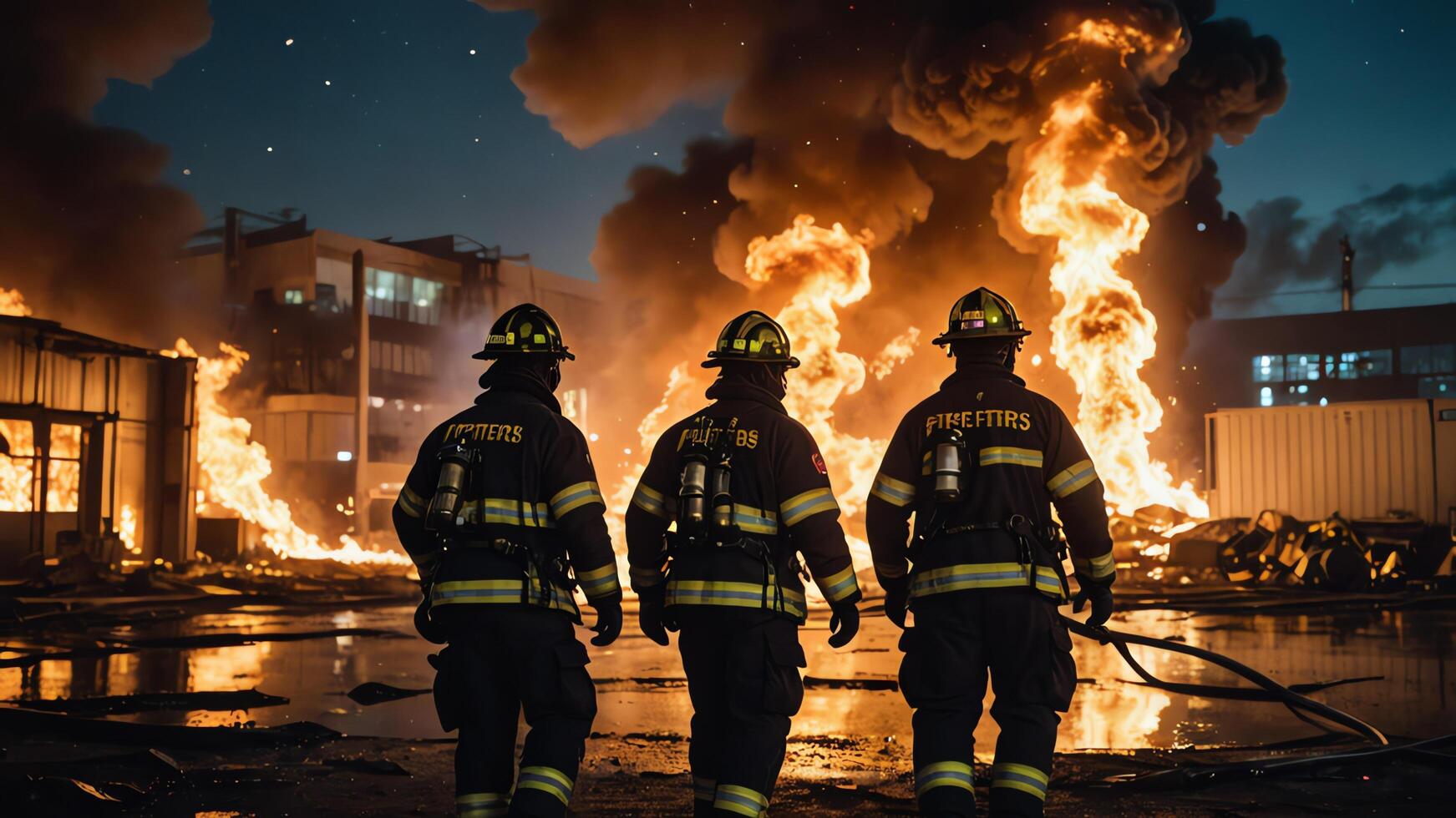 firefighting activities, the atmosphere of firefighters putting out fires photo