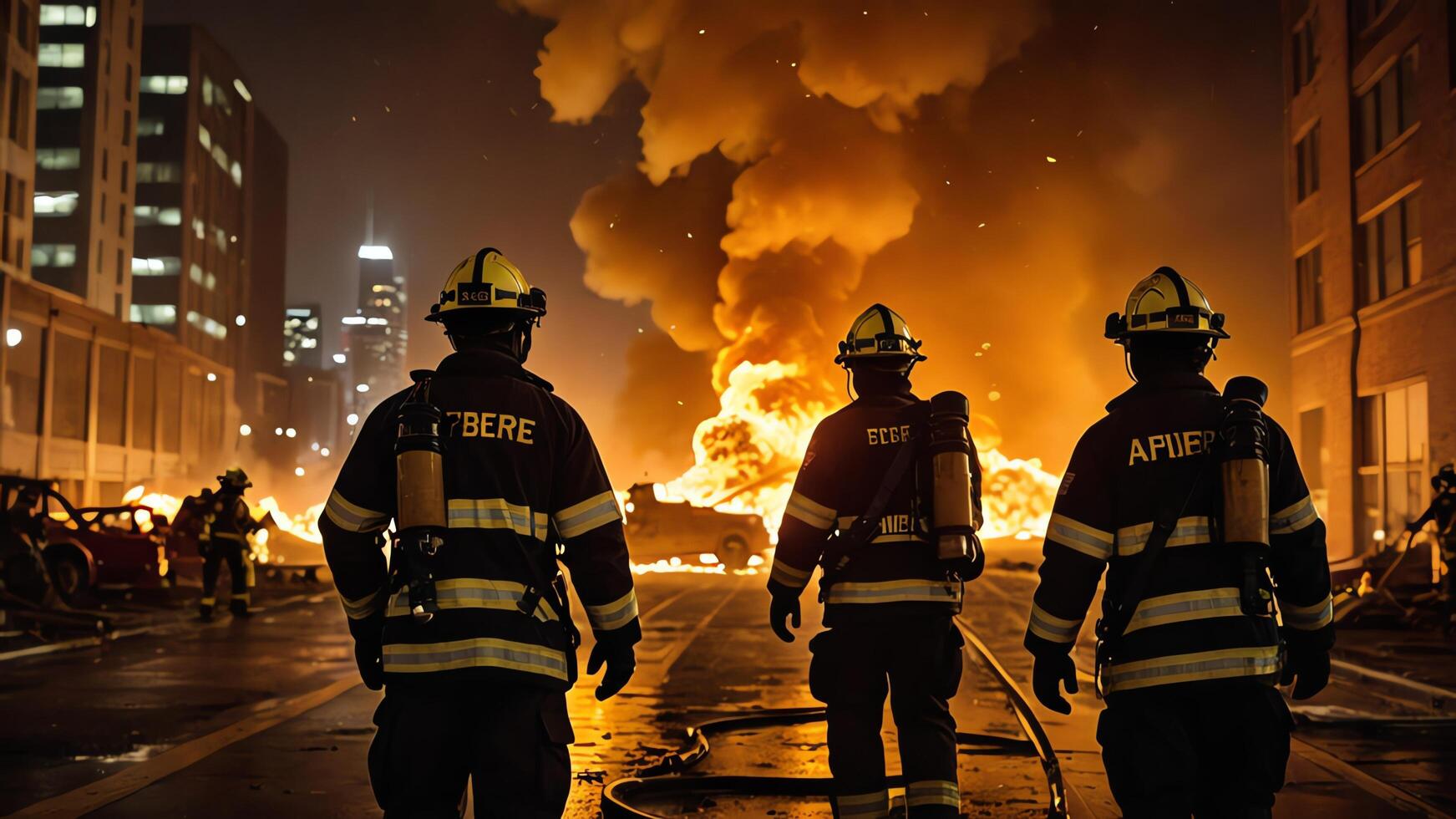 firefighting activities, the atmosphere of firefighters putting out fires photo