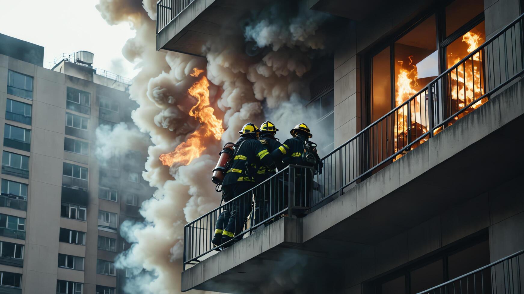 firefighting activities, the atmosphere of firefighters putting out fires photo