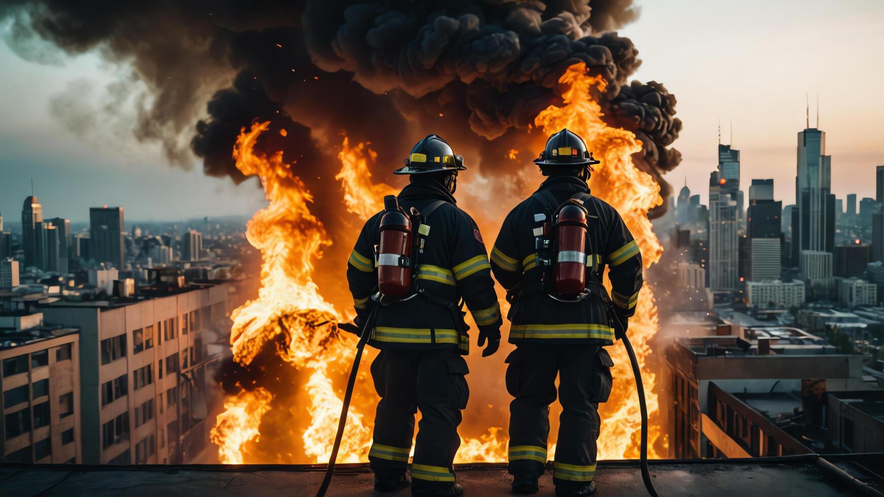 firefighting activities, the atmosphere of firefighters putting out fires photo
