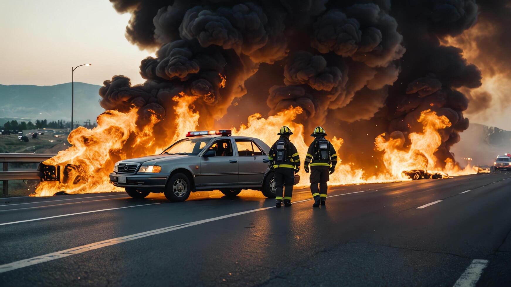 firefighting activities, the atmosphere of firefighters putting out fires photo