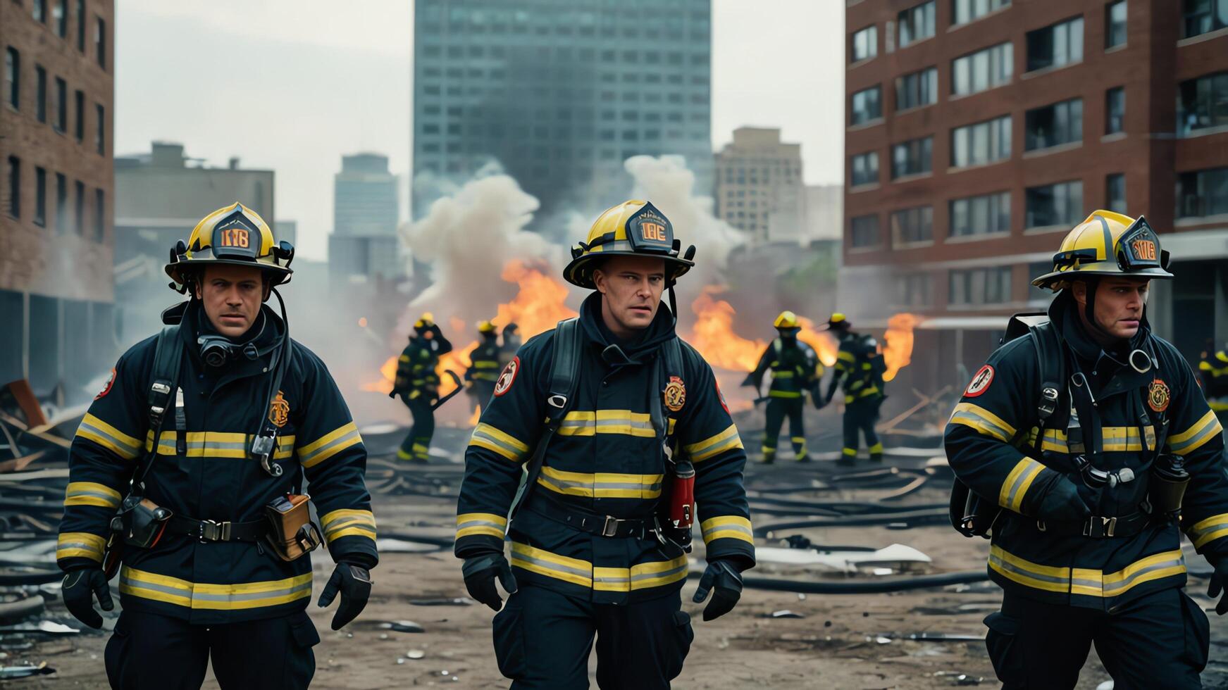 firefighting activities, the atmosphere of firefighters putting out fires photo
