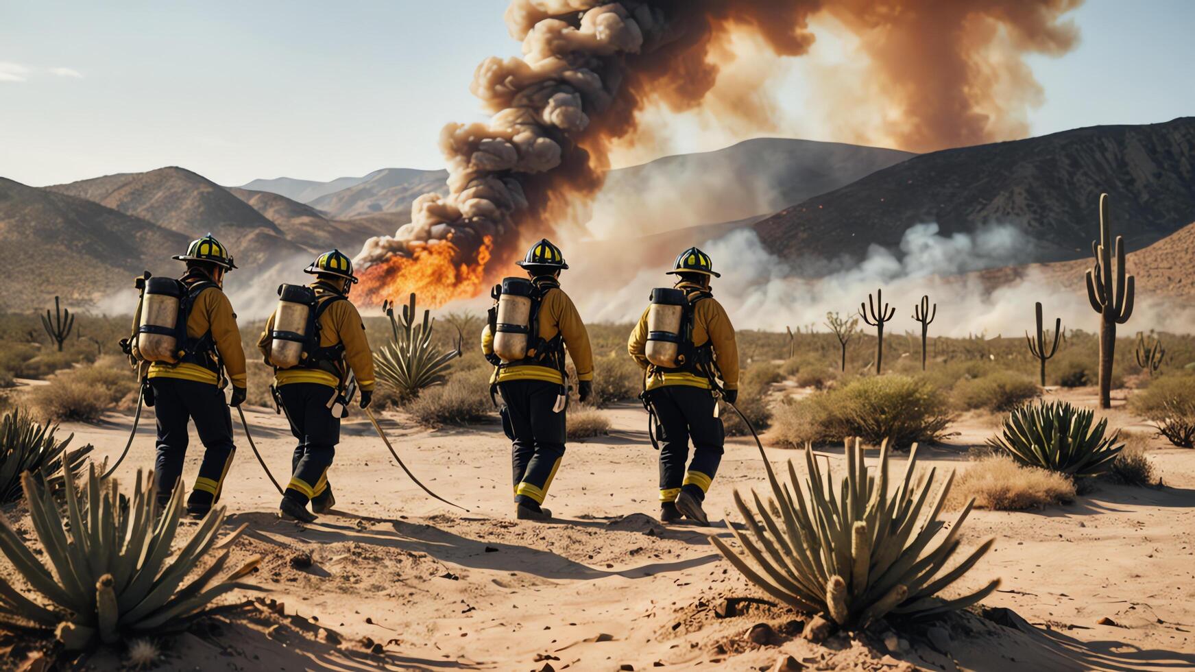 firefighting activities, the atmosphere of firefighters putting out fires photo