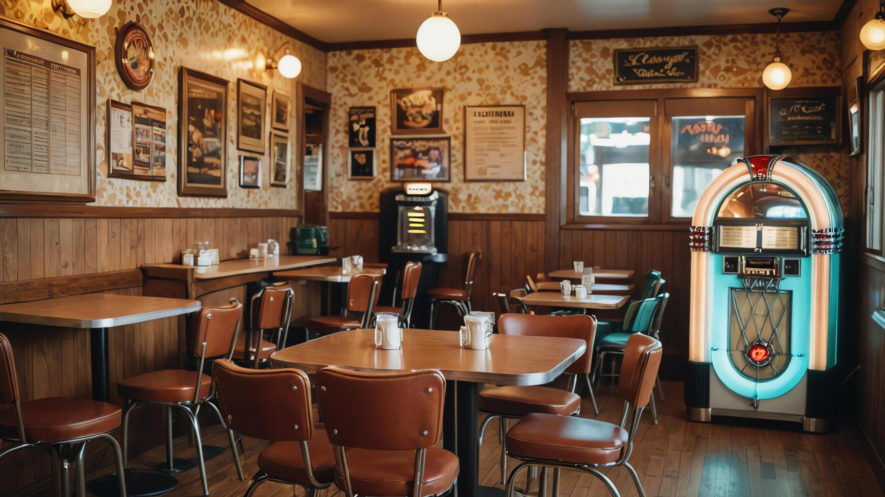 restaurant room with a retro vintage style photo