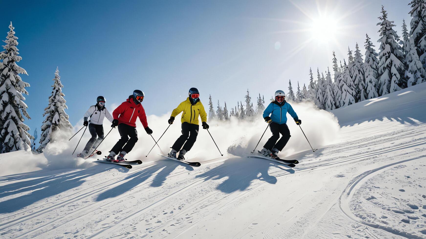 activities for snow skiers, with mountain views, equipment and a beautiful atmosphere photo