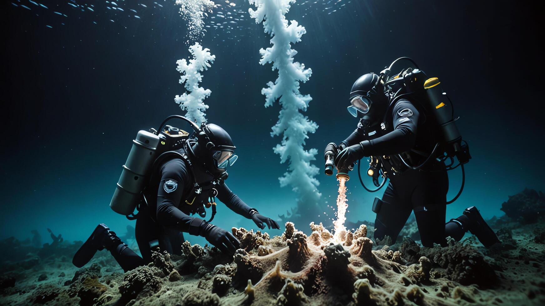 underwater divers discover unique deep sea plants photo