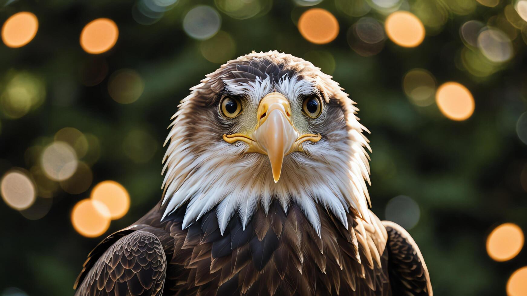 a bald eagle with a bright yellow beak photo