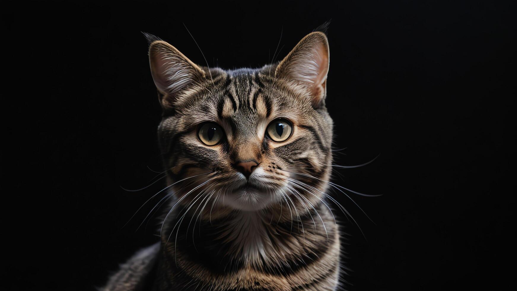cat, portrait on black background photo