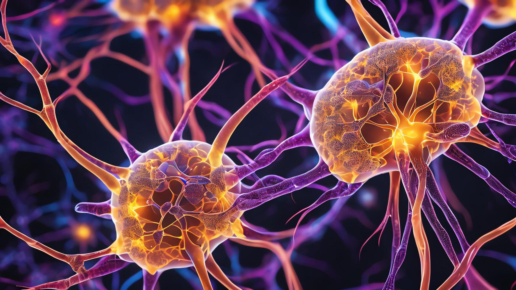 Abstract colorful microscopic structure of cells, neurons, veins, splash, circulation lines, microorganisms, micro dimensions photo