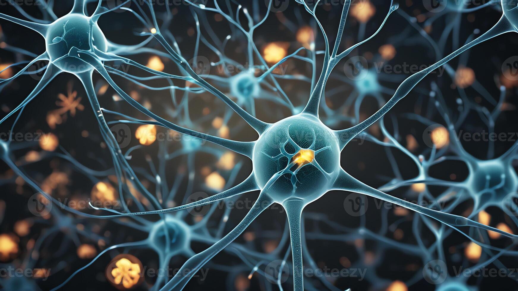 Abstract colorful microscopic structure of cells, neurons, veins, splash, circulation lines, microorganisms, micro dimensions photo