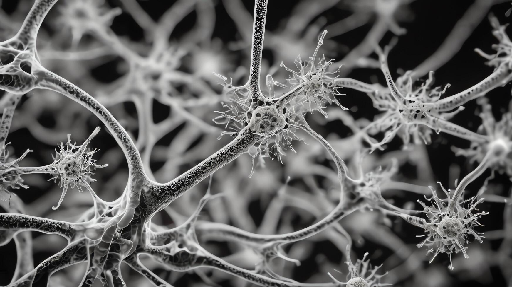 Abstract colorful microscopic structure of cells, neurons, veins, splash, circulation lines, microorganisms, micro dimensions photo