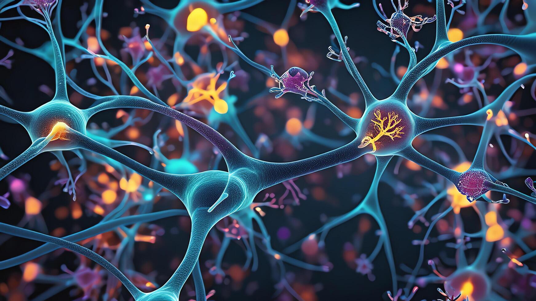 Abstract colorful microscopic structure of cells, neurons, veins, splash, circulation lines, microorganisms, micro dimensions photo