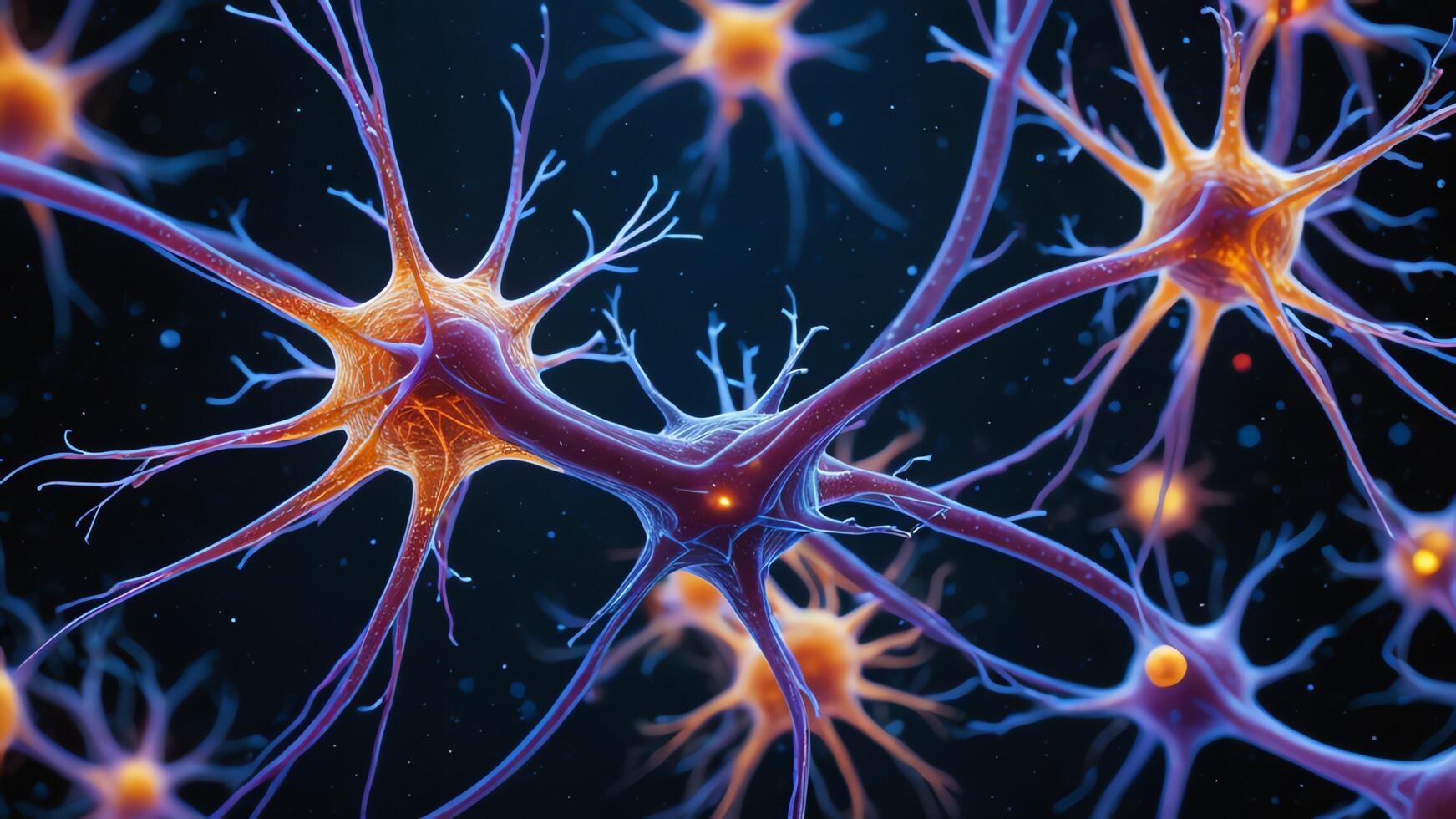 Abstract colorful microscopic structure of cells, neurons, veins, splash, circulation lines, microorganisms, micro dimensions photo