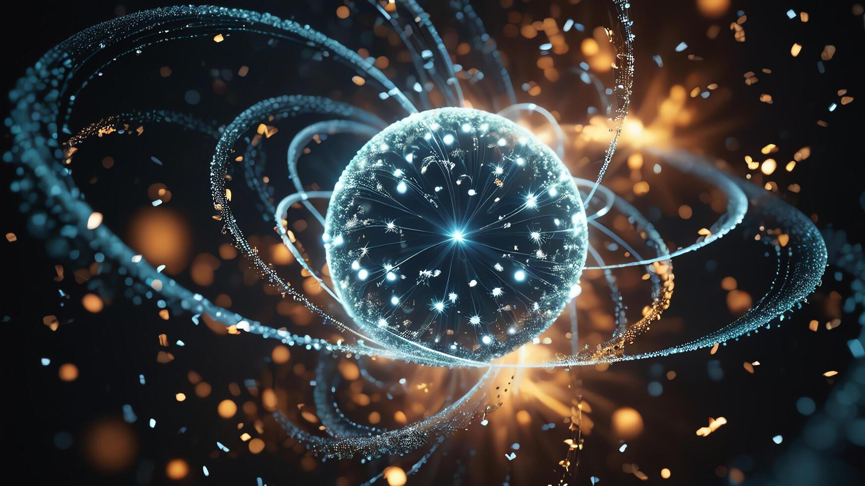 Abstract colorful microscopic structure of cells, neurons, veins, splash, circulation lines, microorganisms, micro dimensions photo