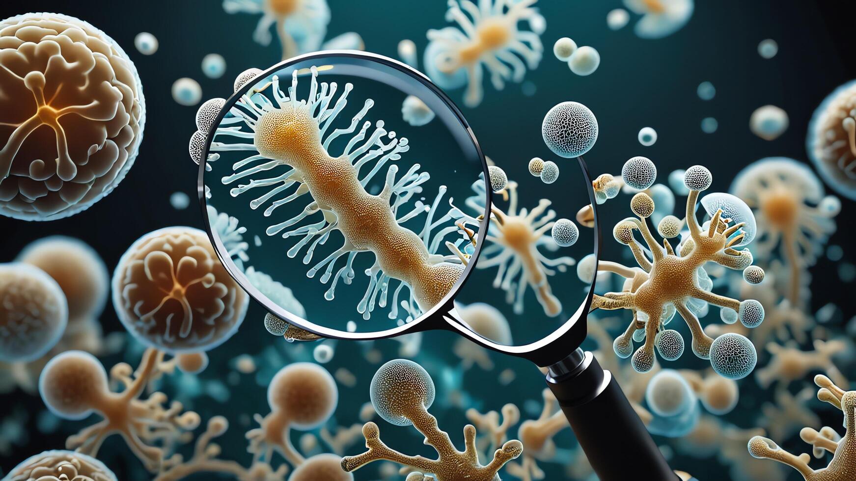 Abstract colorful microscopic structure of cells, neurons, veins, splash, circulation lines, microorganisms, micro dimensions photo