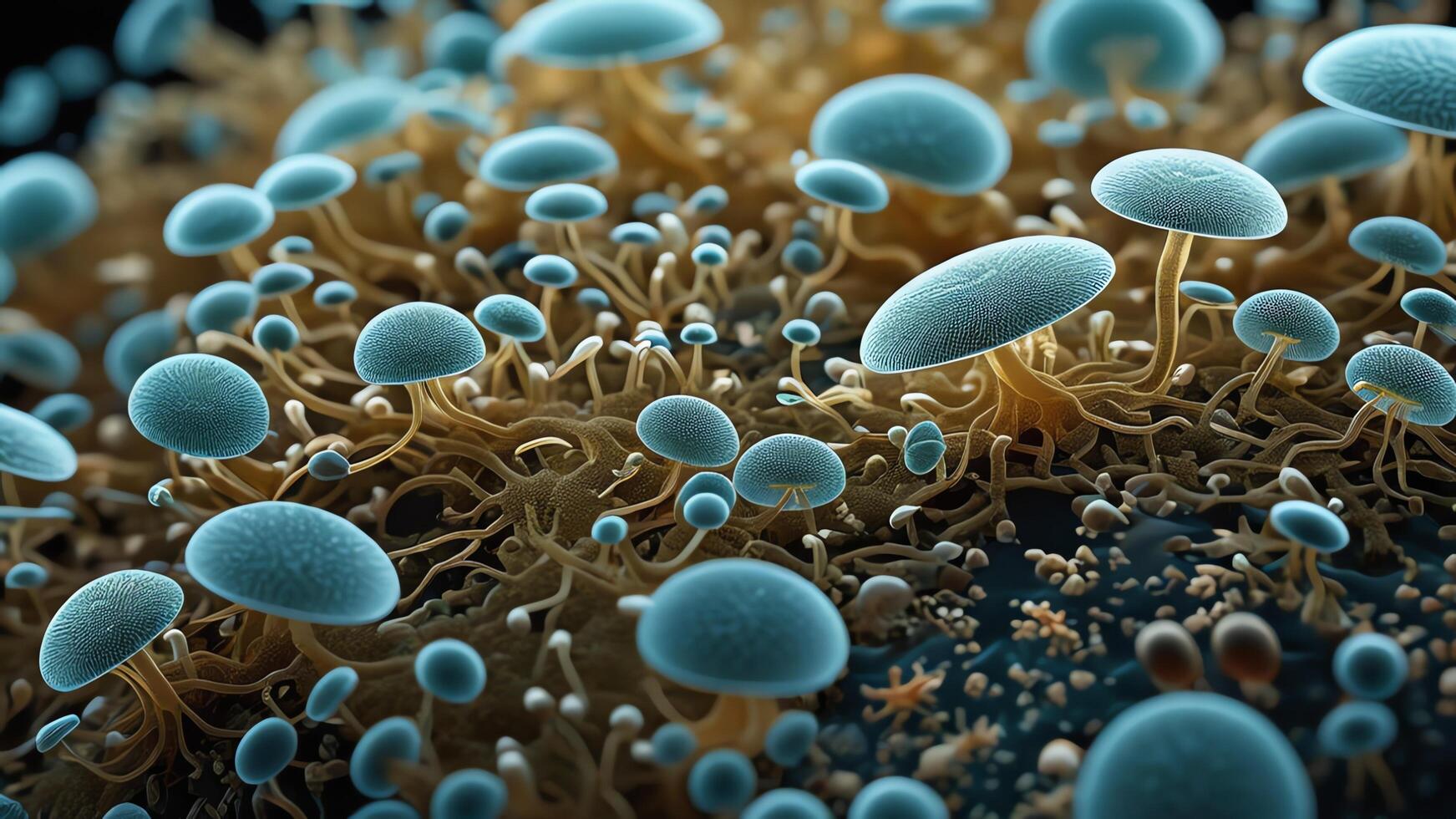 Abstract colorful microscopic structure of cells, neurons, veins, splash, circulation lines, microorganisms, micro dimensions photo