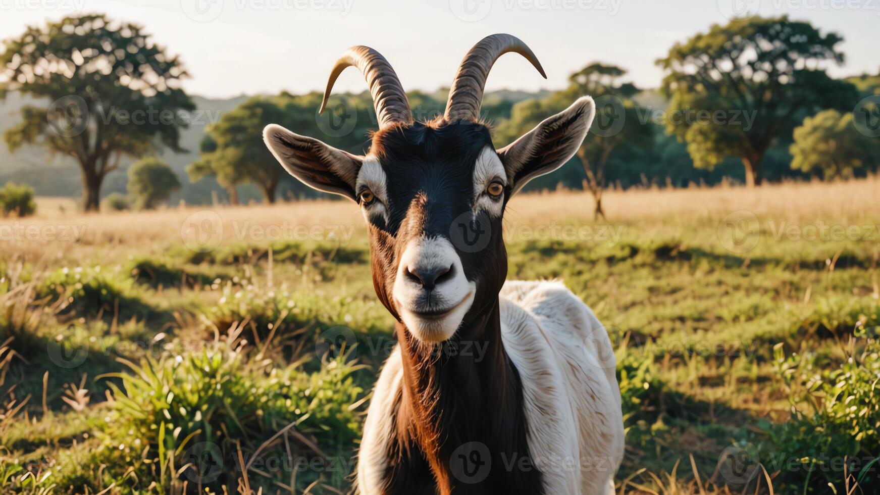goat animal on farm pasture photo