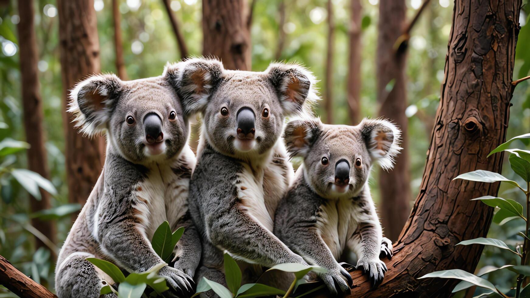 koala family in the forest photo