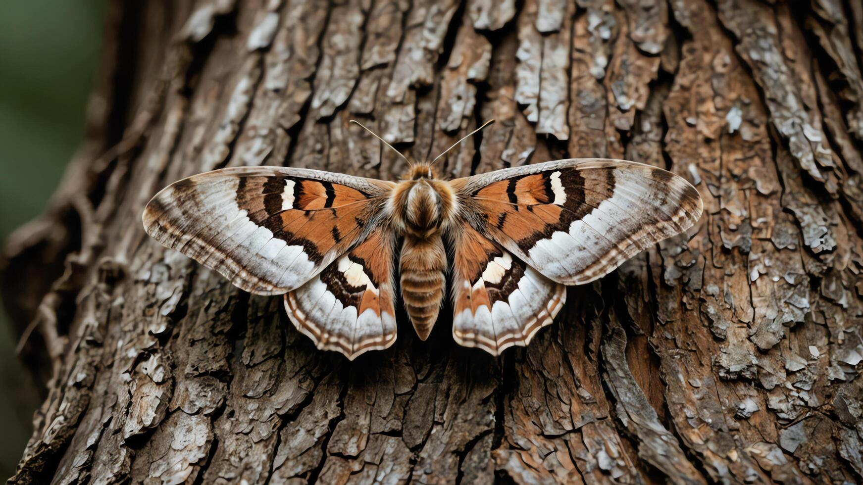 a moth with orange and white stripes on its wings photo