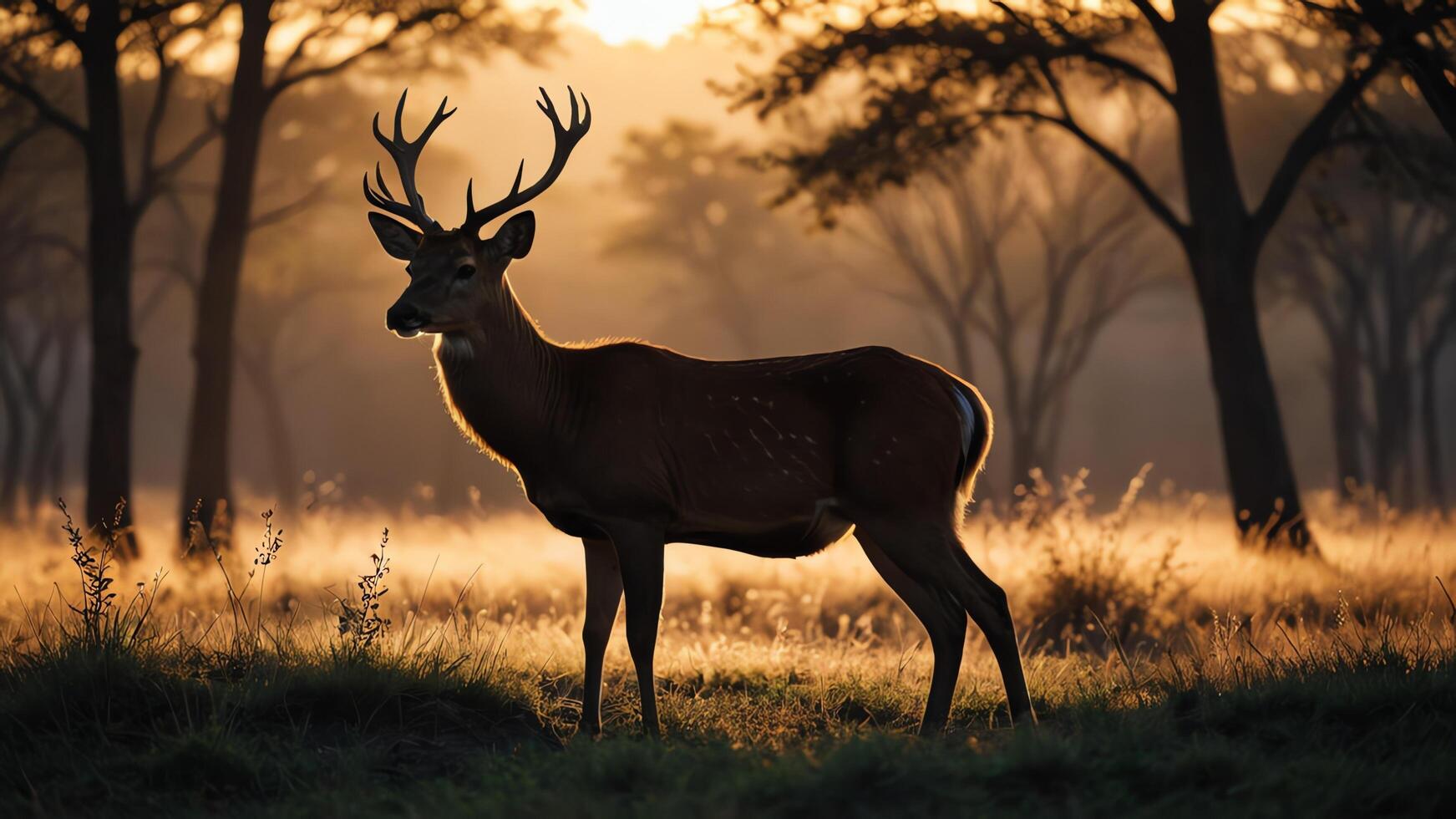 un ciervo es en pie en el medio de un bosque foto
