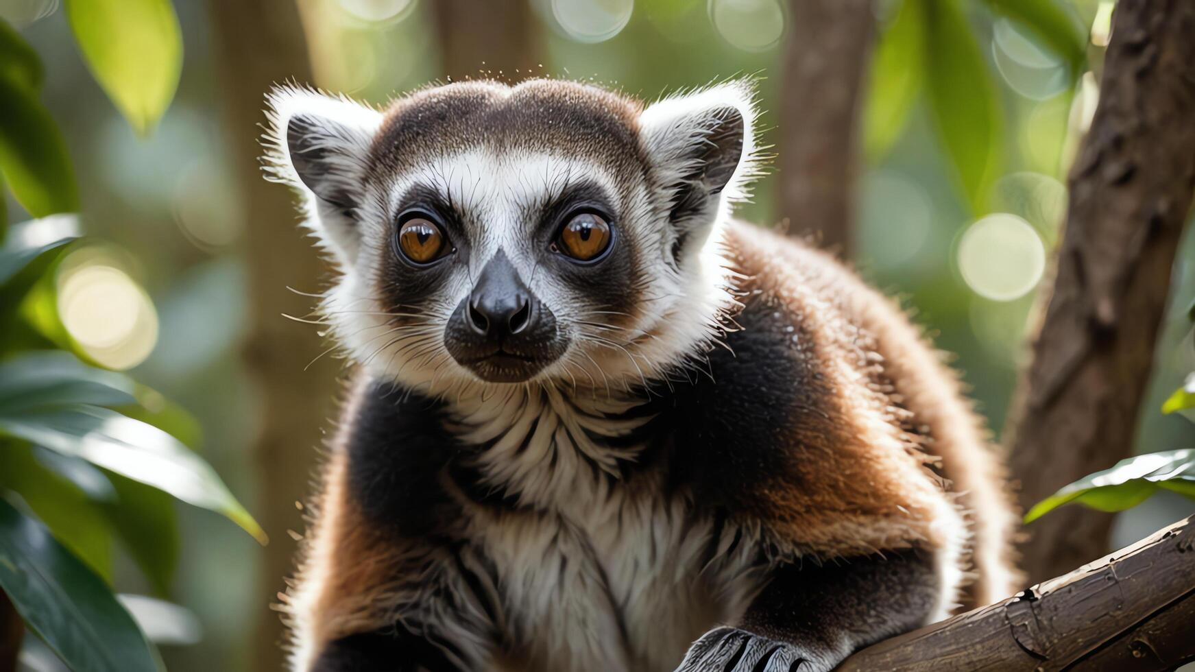 lemurs, close up animal portrait with beautiful nature photo