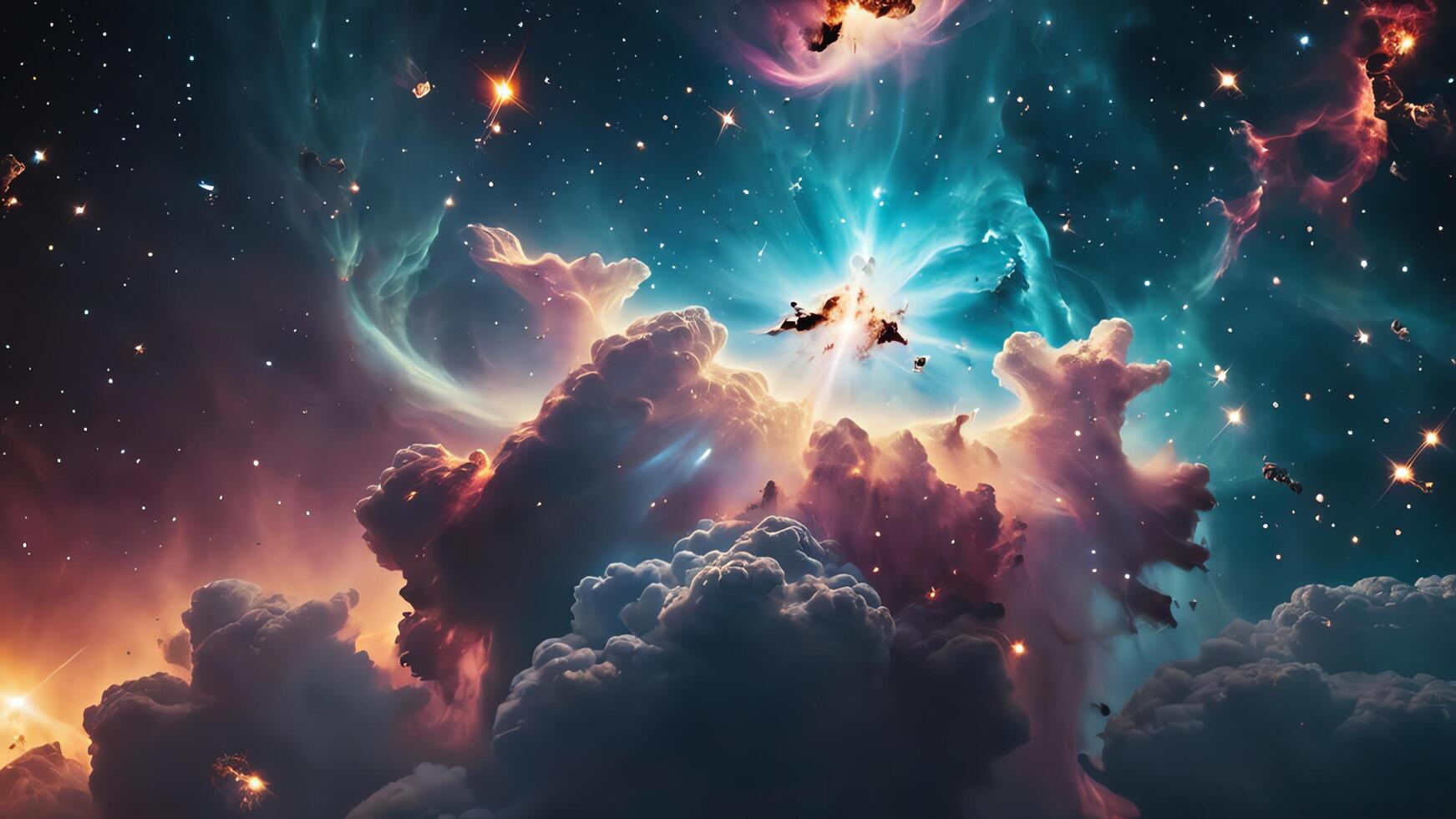 colorful and glowing nebula clouds, beautiful space landscape photo
