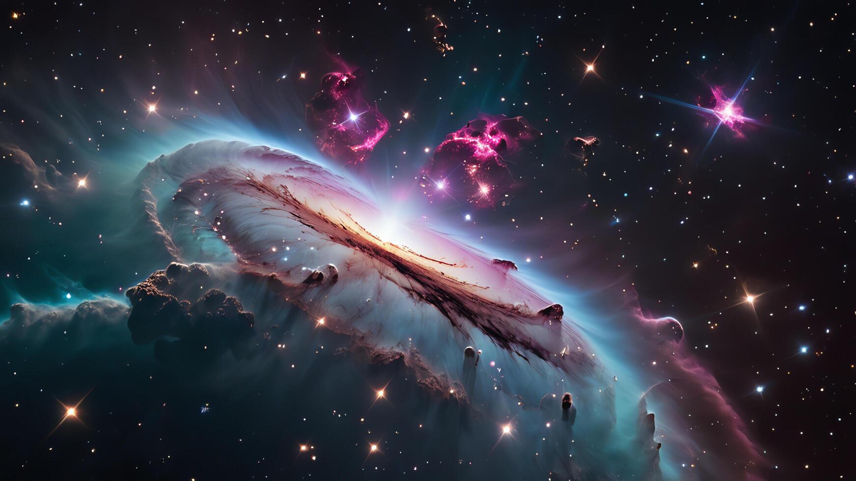 colorful and glowing nebula clouds, beautiful space landscape photo