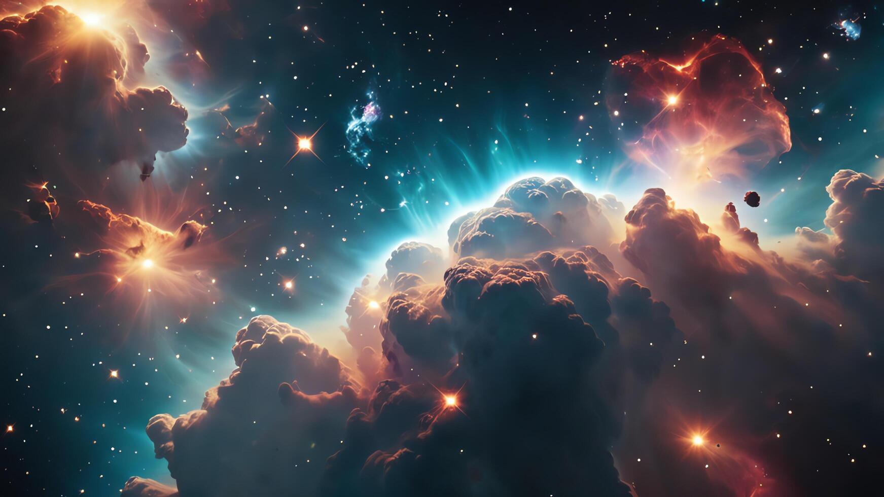 colorful and glowing nebula clouds, beautiful space landscape photo