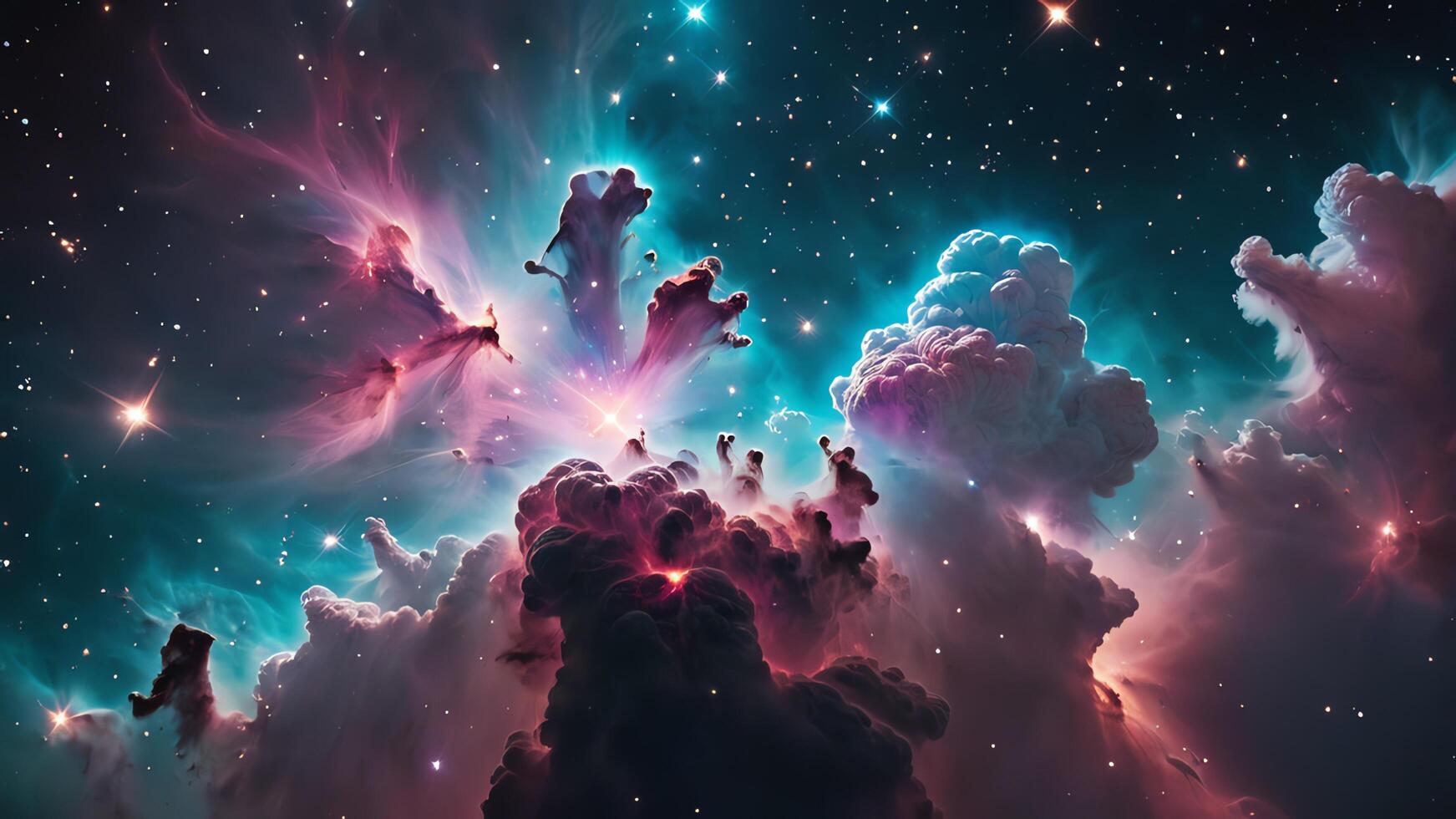 colorful and glowing nebula clouds, beautiful space landscape photo