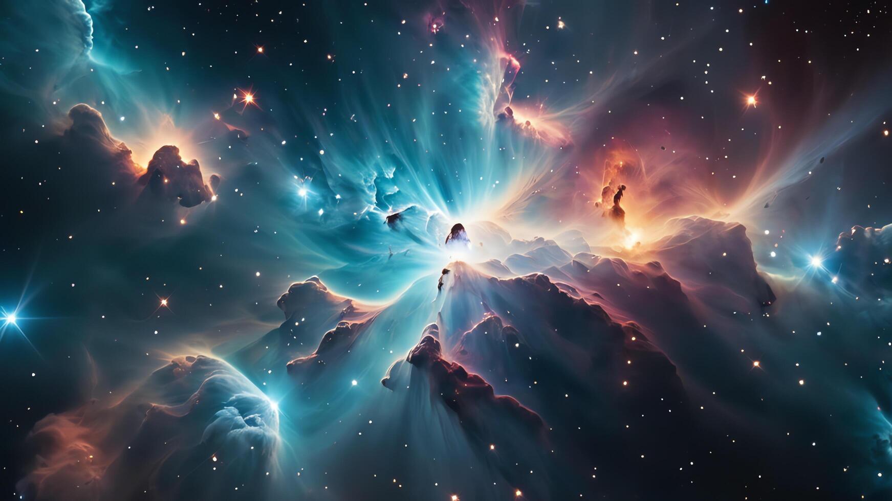 colorful and glowing nebula clouds, beautiful space landscape photo
