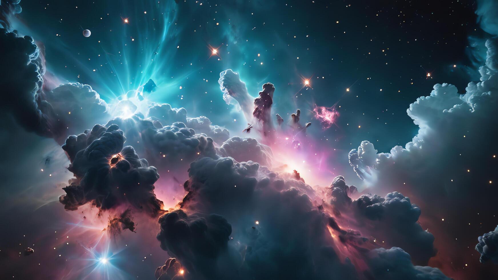 colorful and glowing nebula clouds, beautiful space landscape photo