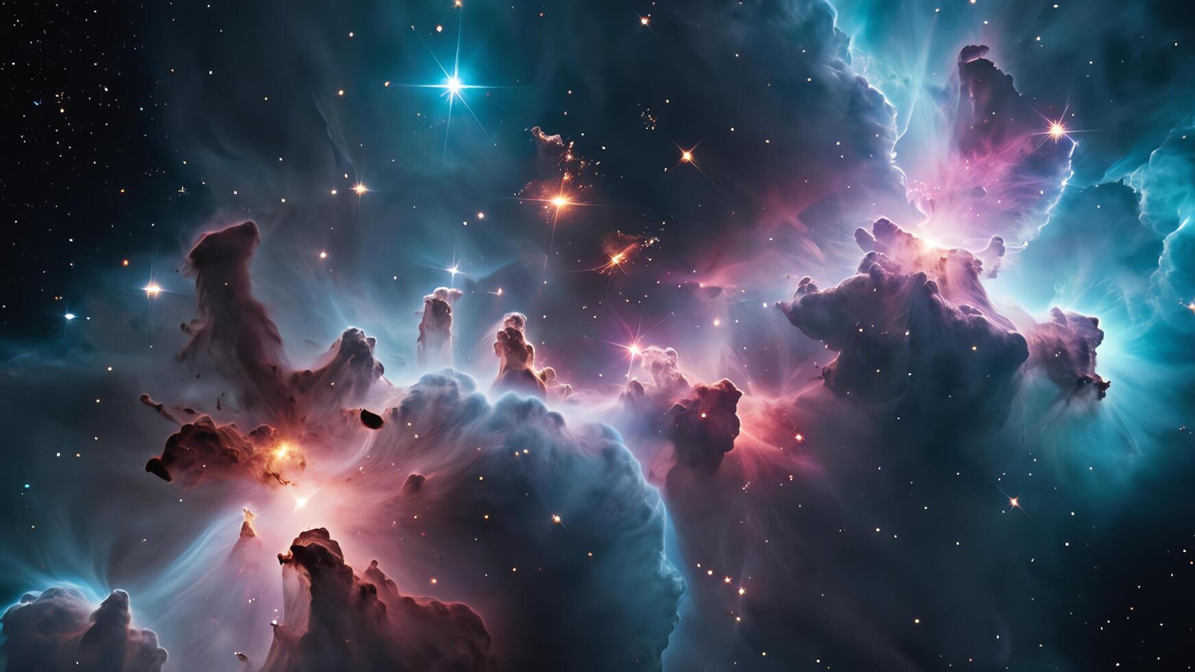 colorful and glowing nebula clouds, beautiful space landscape photo