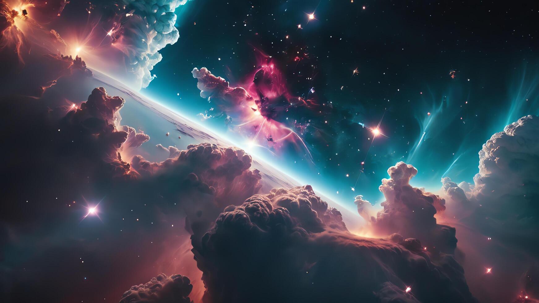 colorful and glowing nebula clouds, beautiful space landscape photo