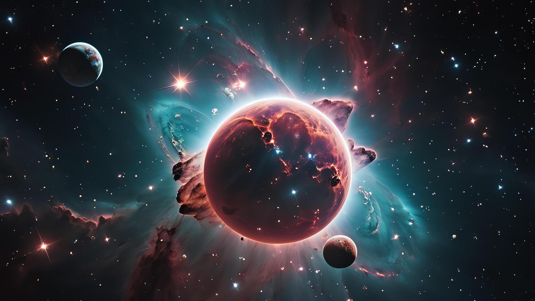 colorful and glowing nebula clouds, beautiful space landscape photo