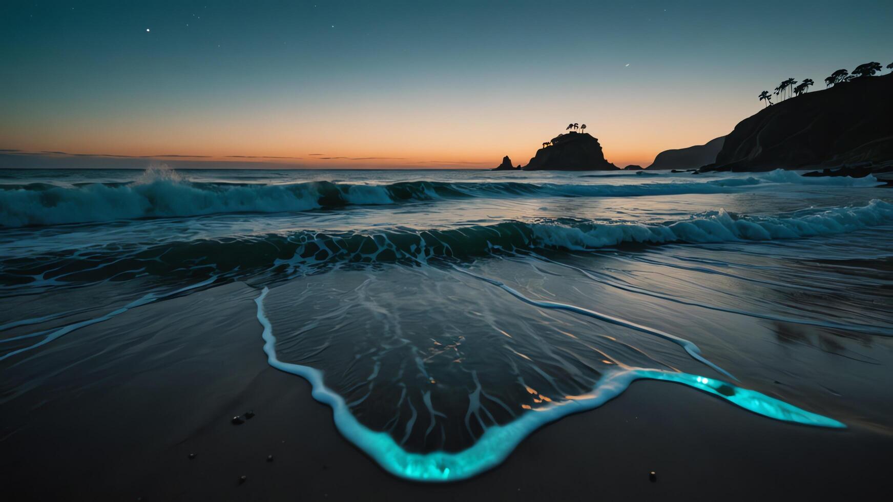 a wave at sunset with the sun shining on it photo