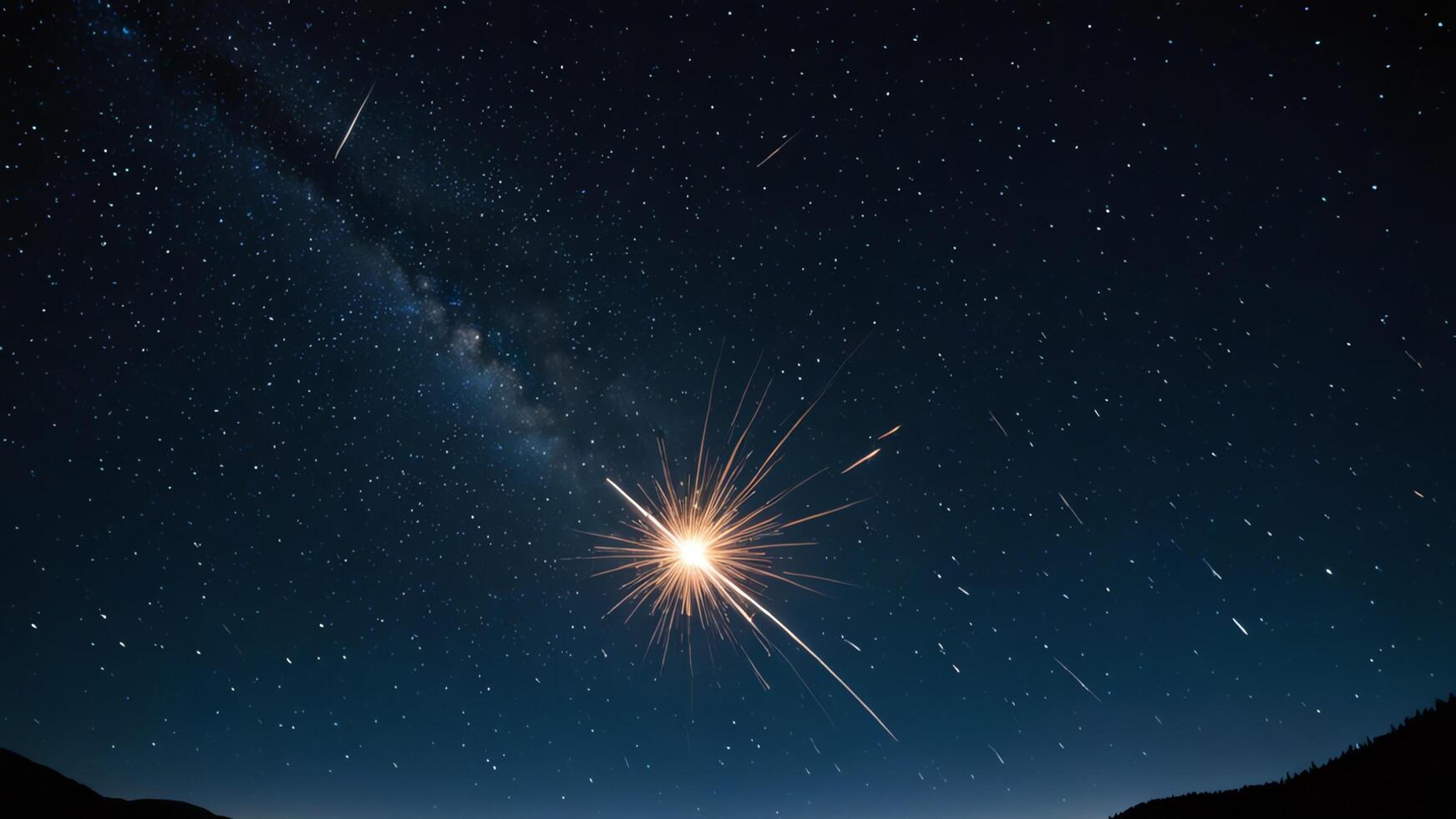 a meteor shower in sky photo