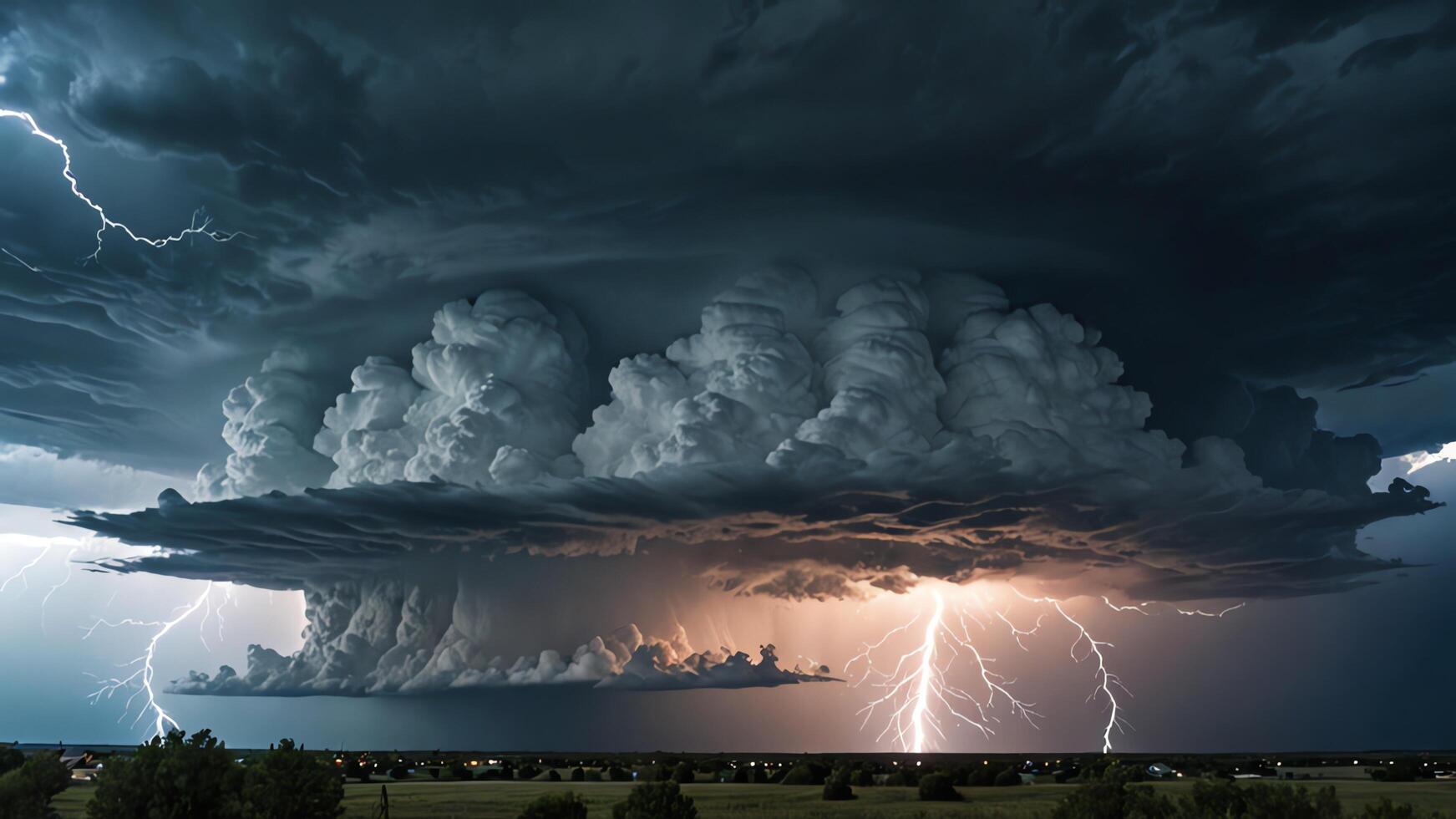 a large cloud with lightning coming out of it photo