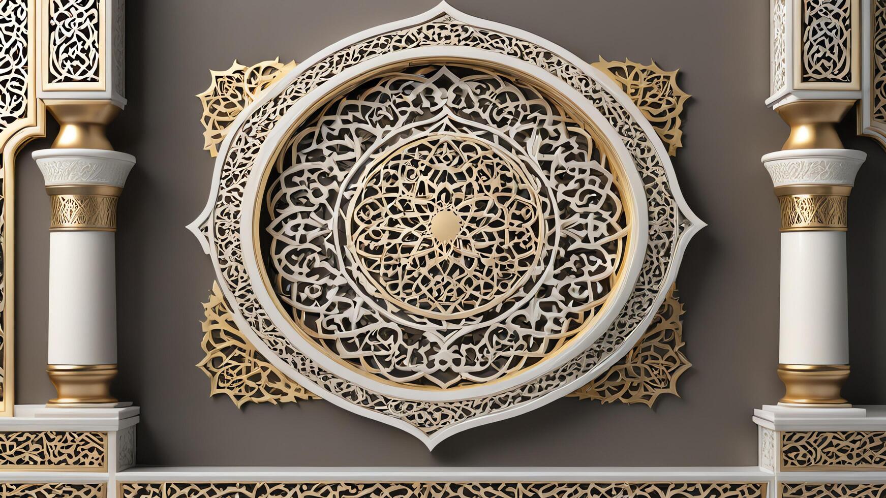 arabic style Islamic frame ornaments with intricate designs photo