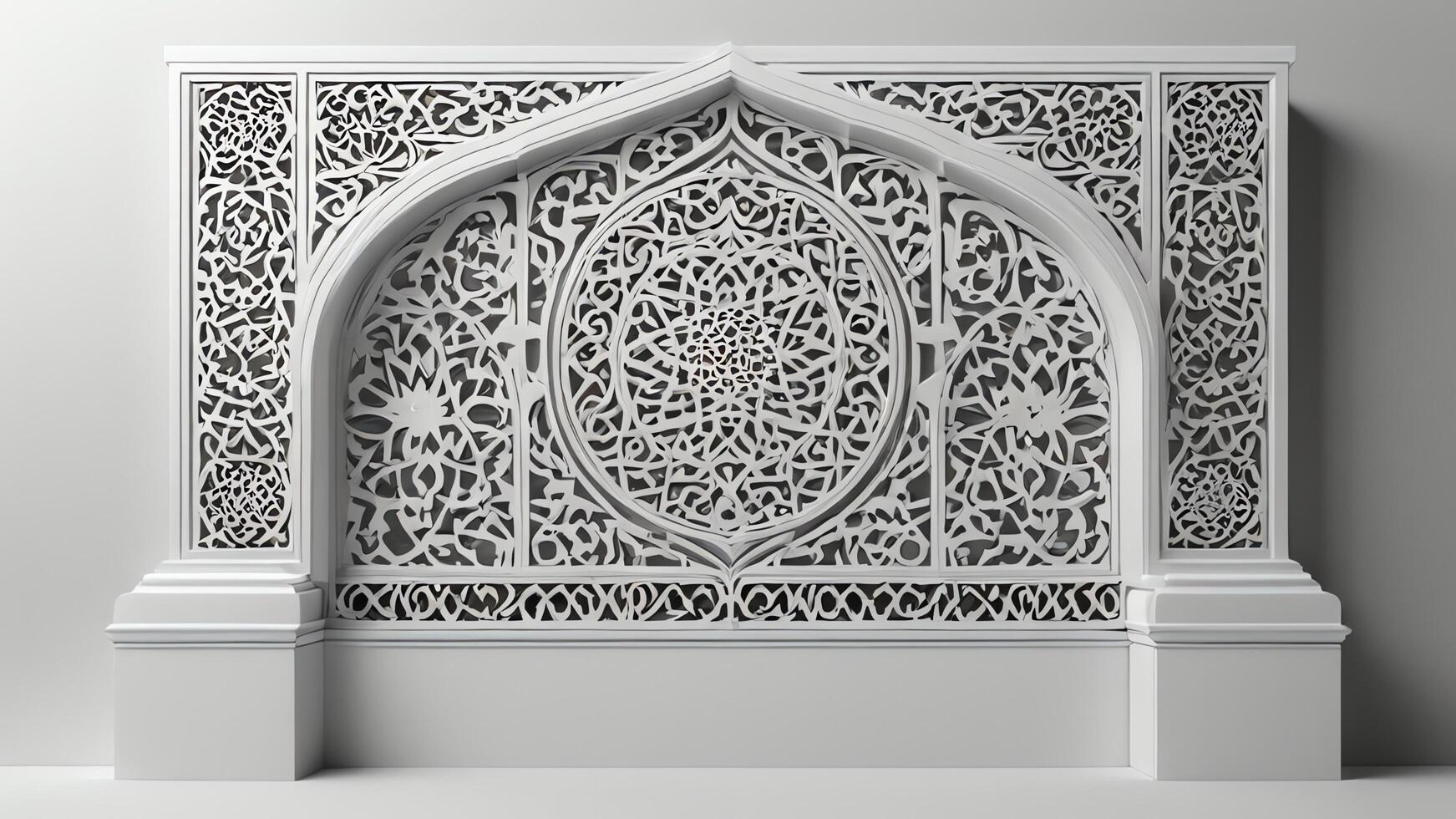 Islamic pattern white frame ornament photo