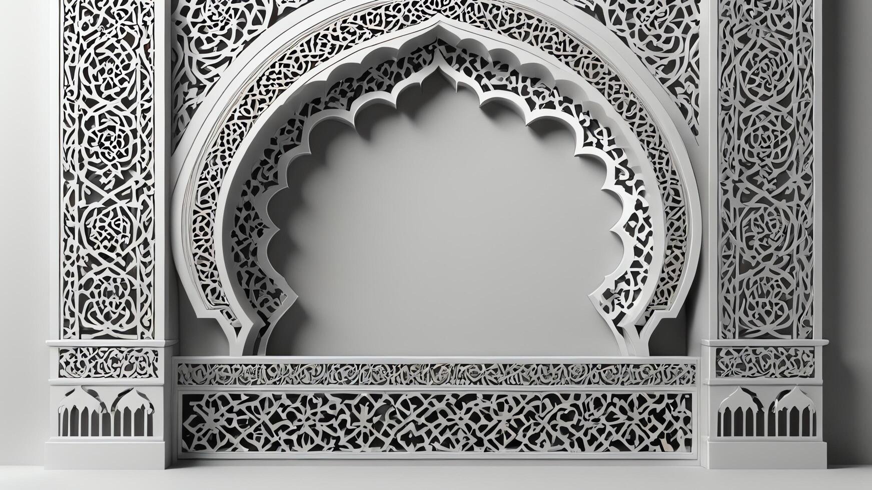 Islamic pattern white frame ornament photo