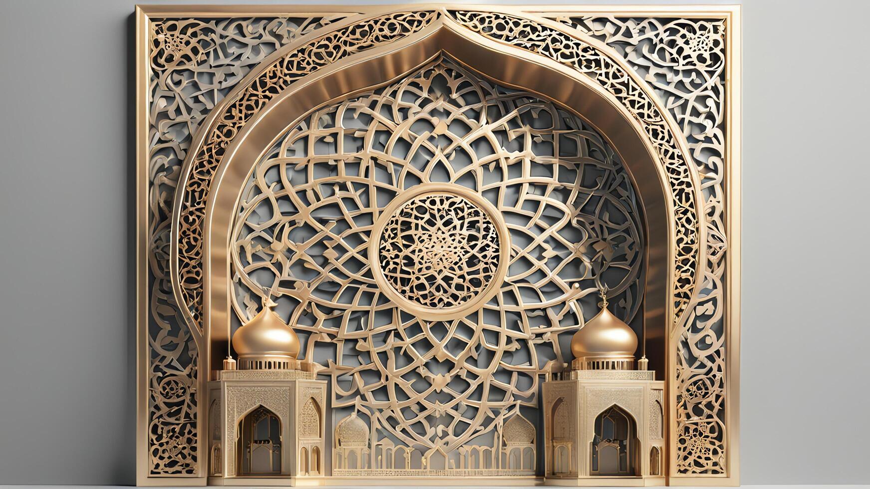 arabic style Islamic frame ornaments with intricate designs photo