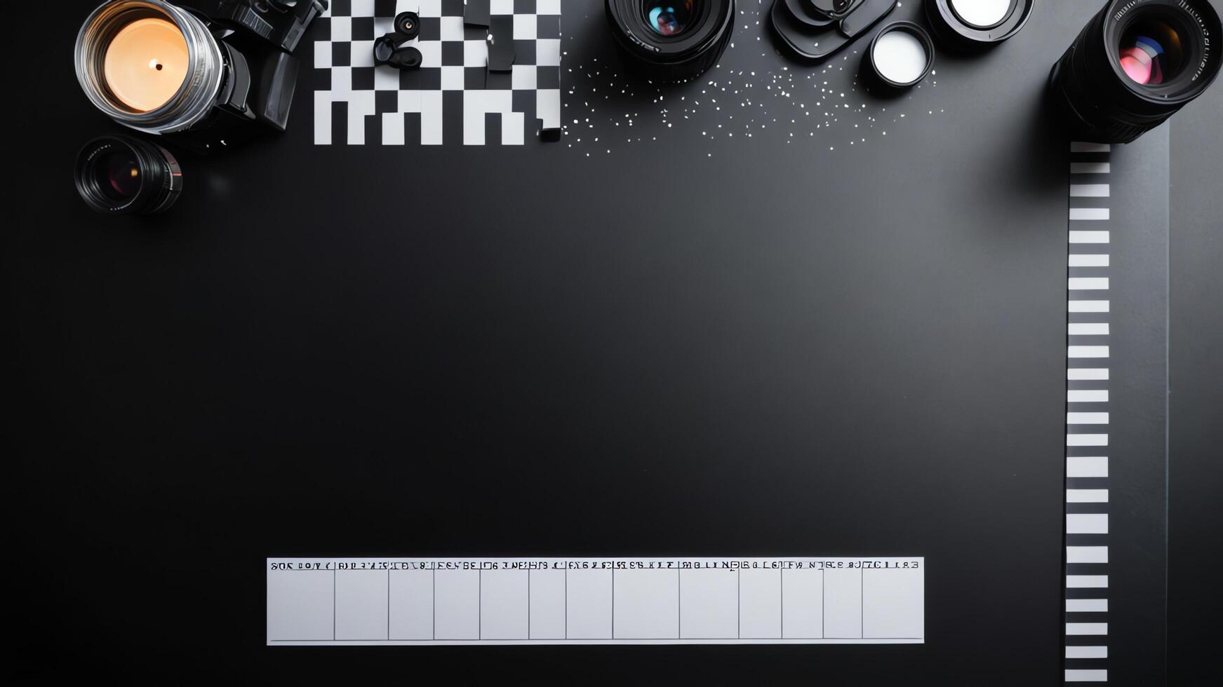 items on black table, background design of random objects on table photo
