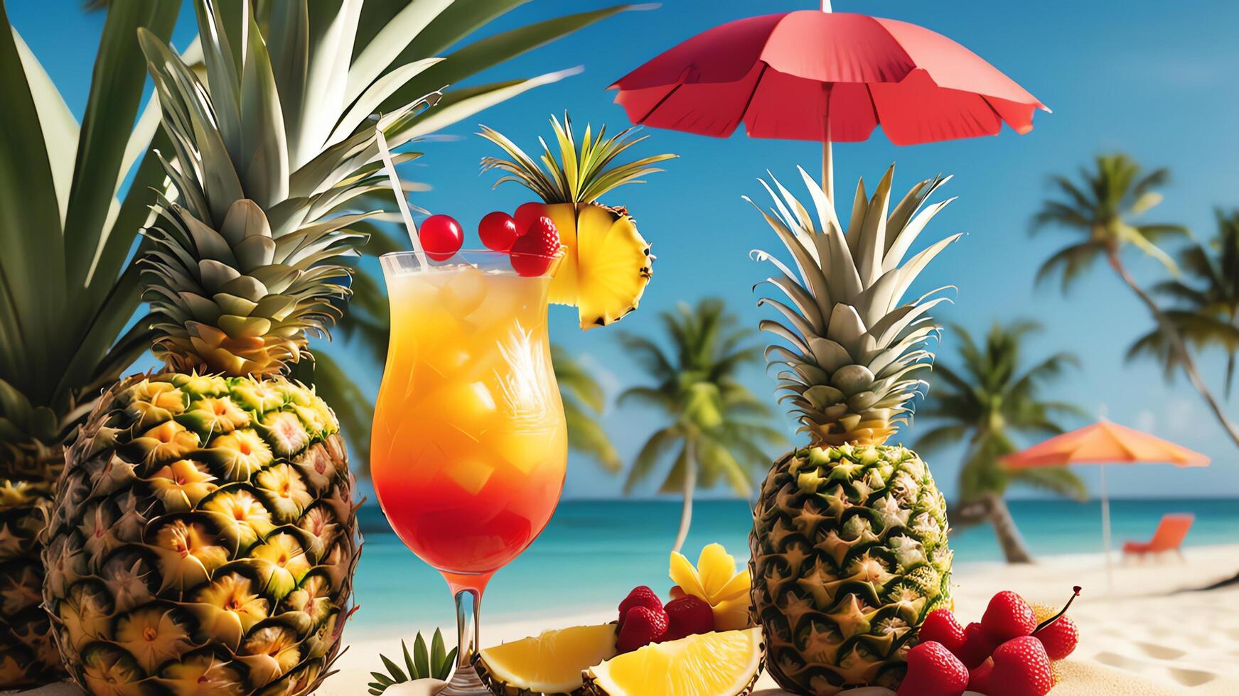 juice drink with tropical beach photo