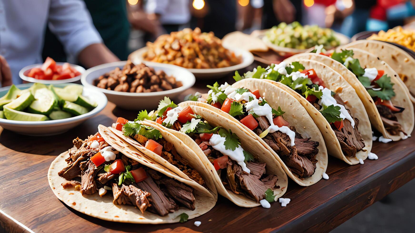 a large plate of tacos with toppings photo
