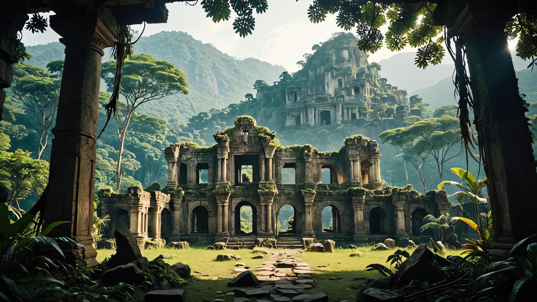 ancient ruins in the forest photo