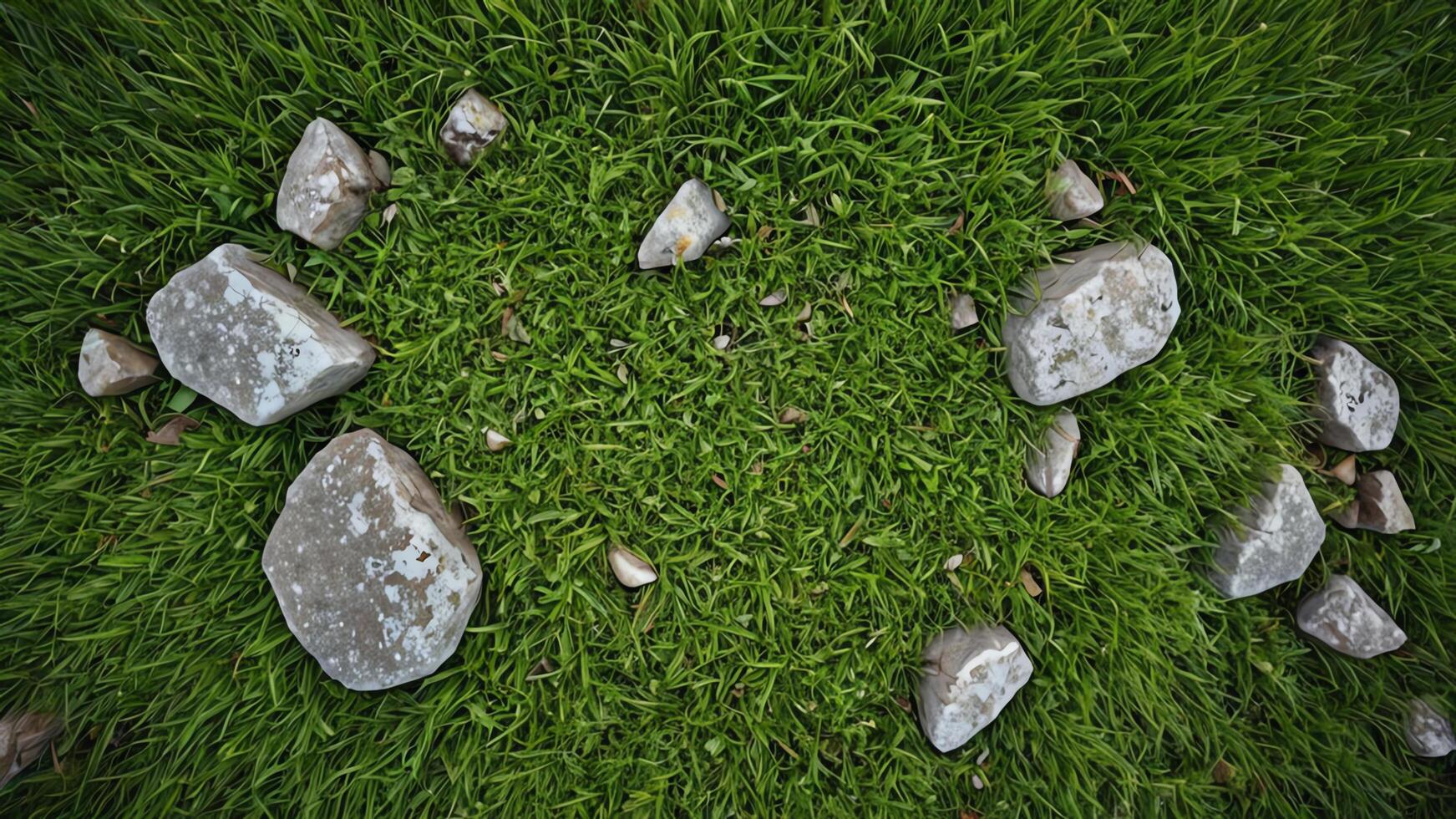 rocks and stones in the grass photo