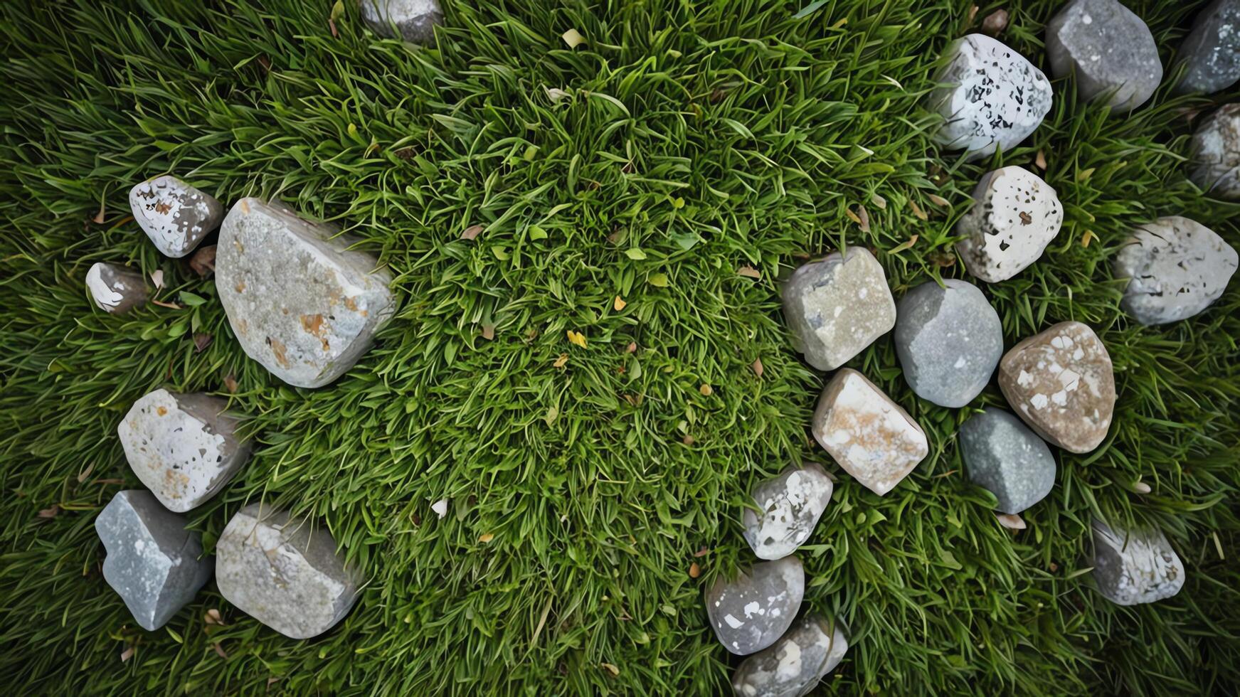 rocks and stones in the grass photo