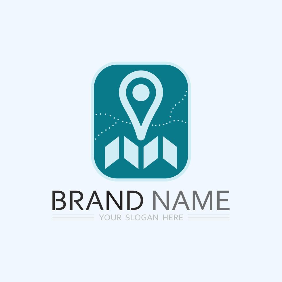 GPS and MAP logo navigator sign location symbol designillustration vector
